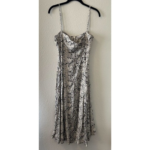 Reformation Dress SIze 6 Reptile Snake Cowl Neck Midi Sleeveless Slip Dress Chic - Picture 1 of 16